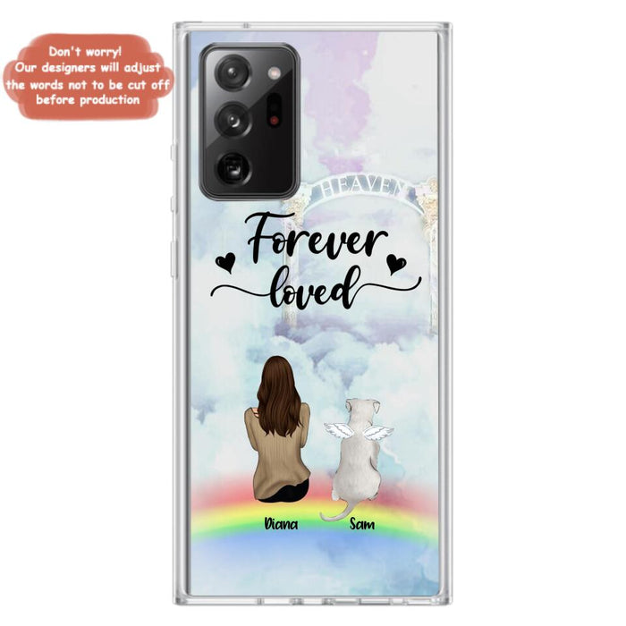 Custom Personalized Memorial Pets Phone Case - Man/Woman With Upto 4 Pets - Memorial Gift For Dog Lovers/Cat Lovers - Forever Loved - For iPhone And Samsung Phone Case - AXSIO5