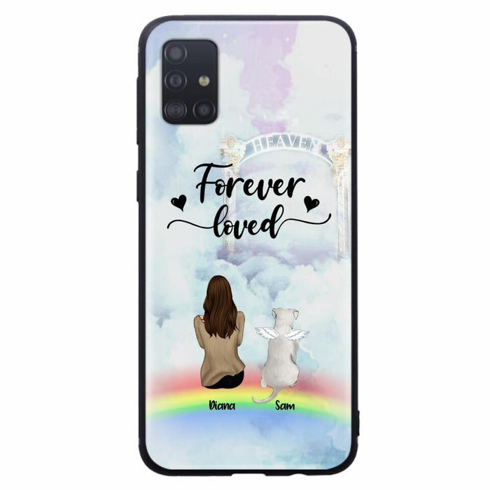 Custom Personalized Memorial Pets Phone Case - Man/Woman With Upto 4 Pets - Memorial Gift For Dog Lovers/Cat Lovers - Forever Loved - For iPhone And Samsung Phone Case - AXSIO5