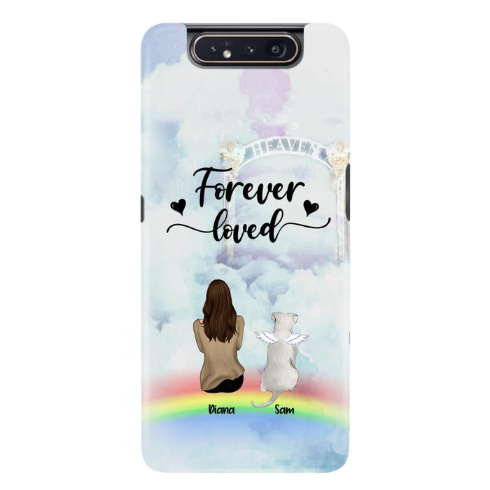 Custom Personalized Memorial Pets Phone Case - Man/Woman With Upto 4 Pets - Memorial Gift For Dog Lovers/Cat Lovers - Forever Loved - For iPhone And Samsung Phone Case - AXSIO5