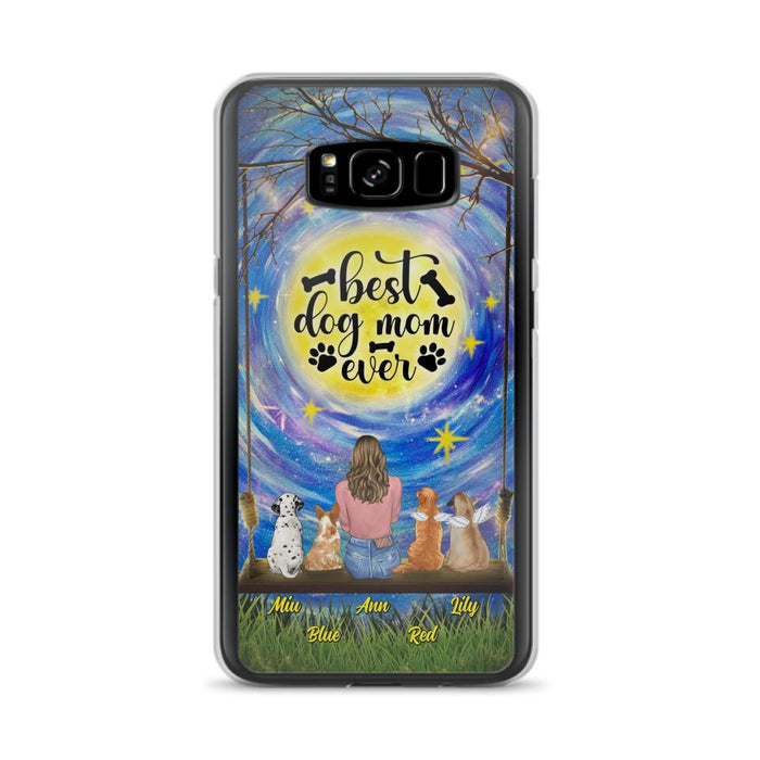 Custom Personalized Dog Mom Phone Case - Upto 4 Dogs - Gift Idea For Dog Lovers - I Love You To the Moon And Back - Case For iPhone/Samsung