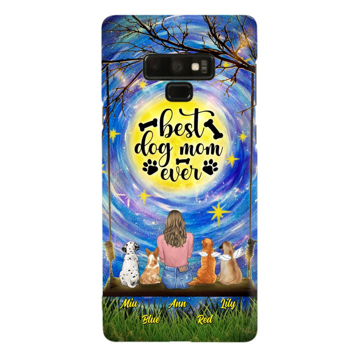 Custom Personalized Dog Mom Phone Case - Upto 4 Dogs - Gift Idea For Dog Lovers - I Love You To the Moon And Back - Case For iPhone/Samsung