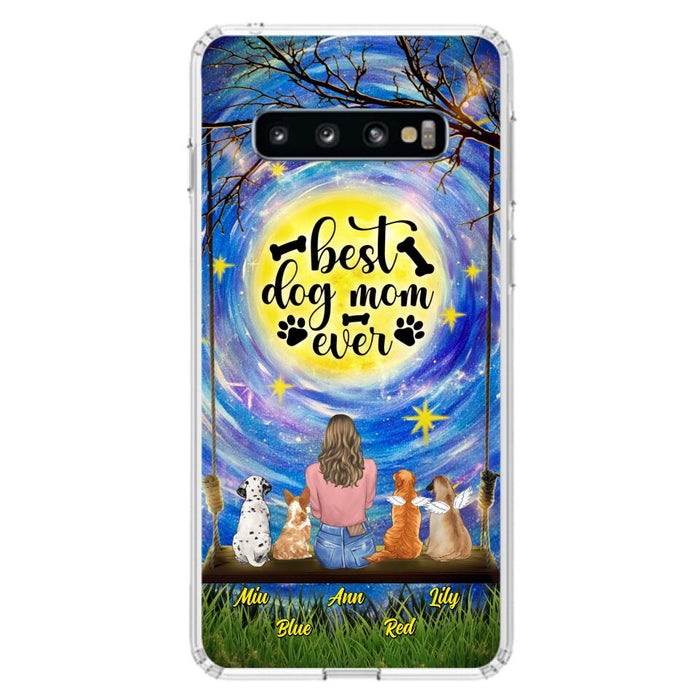 Custom Personalized Dog Mom Phone Case - Upto 4 Dogs - Gift Idea For Dog Lovers - I Love You To the Moon And Back - Case For iPhone/Samsung