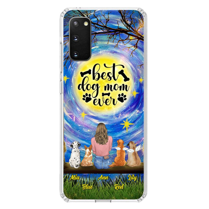 Custom Personalized Dog Mom Phone Case - Upto 4 Dogs - Gift Idea For Dog Lovers - I Love You To the Moon And Back - Case For iPhone/Samsung