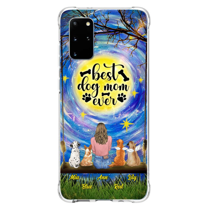 Custom Personalized Dog Mom Phone Case - Upto 4 Dogs - Gift Idea For Dog Lovers - I Love You To the Moon And Back - Case For iPhone/Samsung