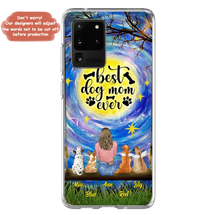 Custom Personalized Dog Mom Phone Case - Upto 4 Dogs - Gift Idea For Dog Lovers - I Love You To the Moon And Back - Case For iPhone/Samsung