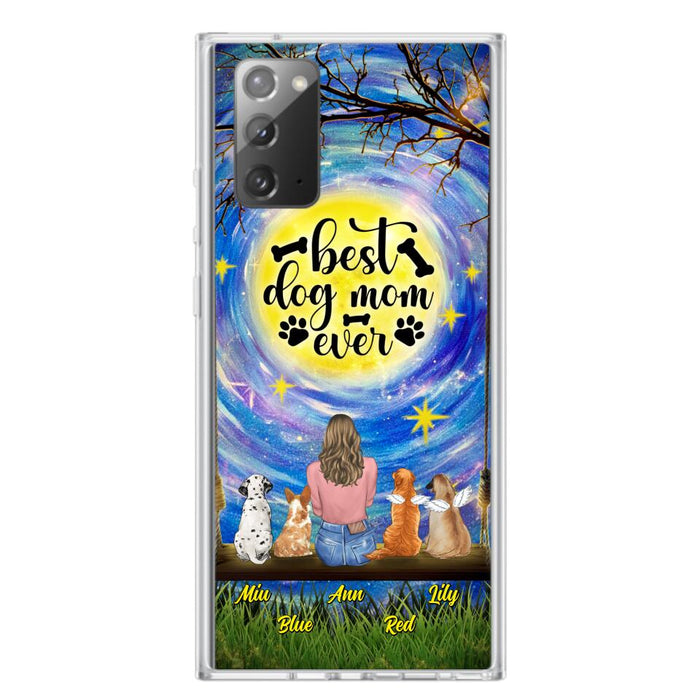 Custom Personalized Dog Mom Phone Case - Upto 4 Dogs - Gift Idea For Dog Lovers - I Love You To the Moon And Back - Case For iPhone/Samsung