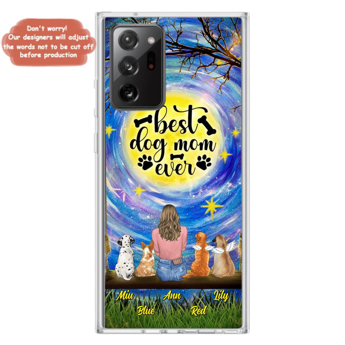 Custom Personalized Dog Mom Phone Case - Upto 4 Dogs - Gift Idea For Dog Lovers - I Love You To the Moon And Back - Case For iPhone/Samsung