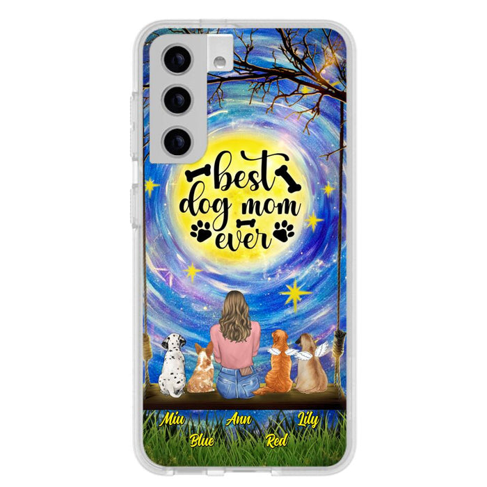 Custom Personalized Dog Mom Phone Case - Upto 4 Dogs - Gift Idea For Dog Lovers - I Love You To the Moon And Back - Case For iPhone/Samsung