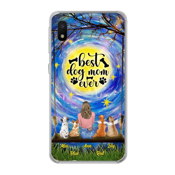 Custom Personalized Dog Mom Phone Case - Upto 4 Dogs - Gift Idea For Dog Lovers - I Love You To the Moon And Back - Case For iPhone/Samsung