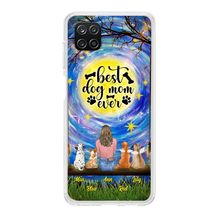 Custom Personalized Dog Mom Phone Case - Upto 4 Dogs - Gift Idea For Dog Lovers - I Love You To the Moon And Back - Case For iPhone/Samsung