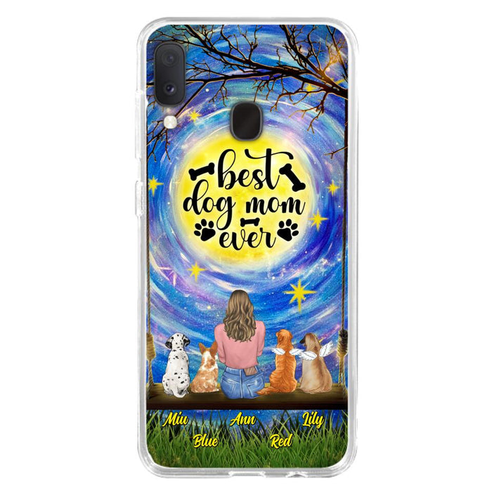 Custom Personalized Dog Mom Phone Case - Upto 4 Dogs - Gift Idea For Dog Lovers - I Love You To the Moon And Back - Case For iPhone/Samsung