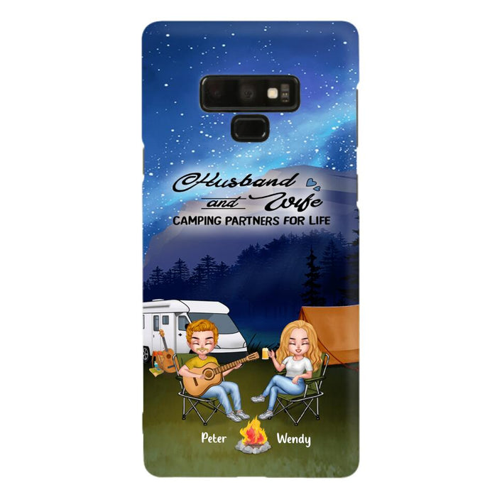 Custom Personalized Guitar Camping Phone Case for iPhone and Samsung - Gift For Camping Lovers, Dog Lovers with up to 2 Dogs - Husband and Wife Camping Partners For Life