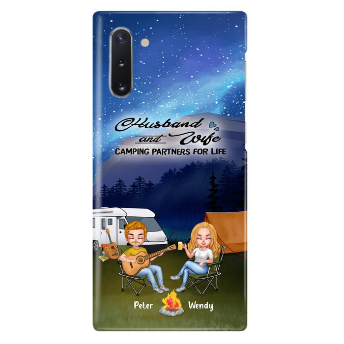 Custom Personalized Guitar Camping Phone Case for iPhone and Samsung - Gift For Camping Lovers, Dog Lovers with up to 2 Dogs - Husband and Wife Camping Partners For Life