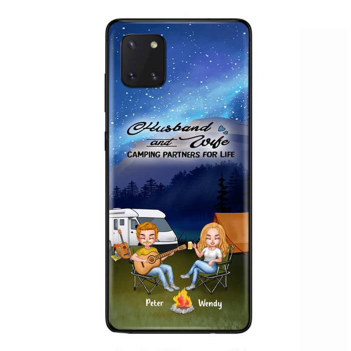 Custom Personalized Guitar Camping Phone Case for iPhone and Samsung - Gift For Camping Lovers, Dog Lovers with up to 2 Dogs - Husband and Wife Camping Partners For Life