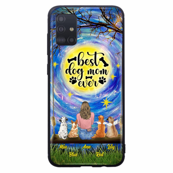 Custom Personalized Dog Mom Phone Case - Upto 4 Dogs - Gift Idea For Dog Lovers - I Love You To the Moon And Back - Case For iPhone/Samsung