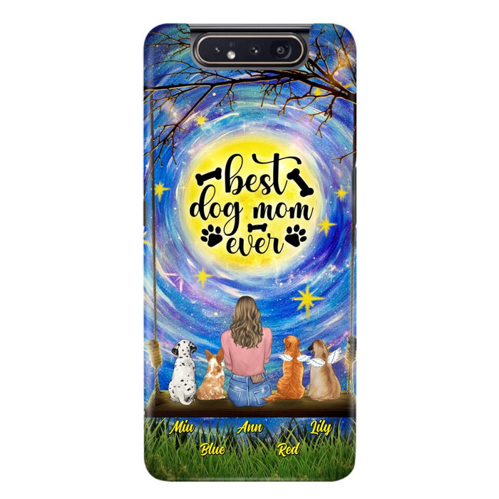 Custom Personalized Dog Mom Phone Case - Upto 4 Dogs - Gift Idea For Dog Lovers - I Love You To the Moon And Back - Case For iPhone/Samsung