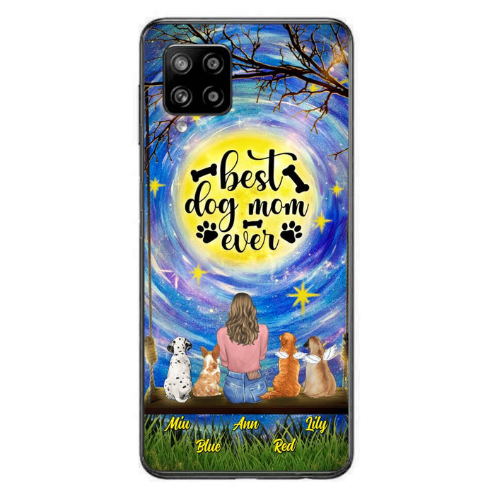 Custom Personalized Dog Mom Phone Case - Upto 4 Dogs - Gift Idea For Dog Lovers - I Love You To the Moon And Back - Case For iPhone/Samsung