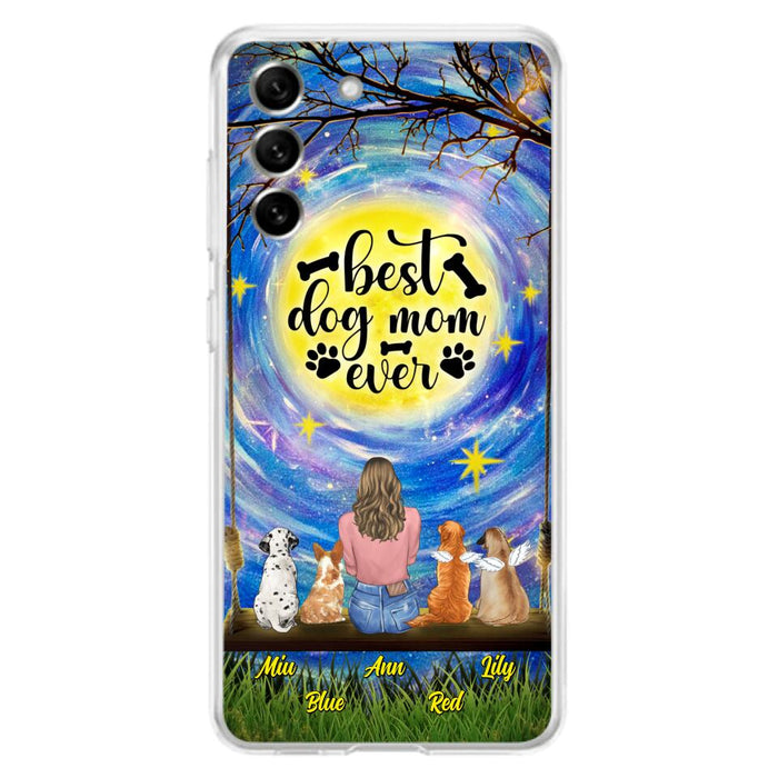 Custom Personalized Dog Mom Phone Case - Upto 4 Dogs - Gift Idea For Dog Lovers - I Love You To the Moon And Back - Case For iPhone/Samsung