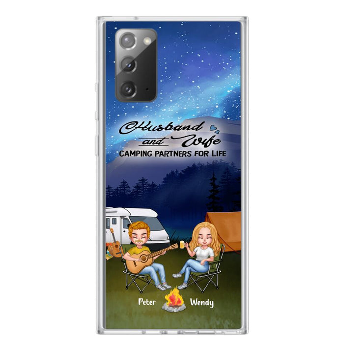 Custom Personalized Guitar Camping Phone Case for iPhone and Samsung - Gift For Camping Lovers, Dog Lovers with up to 2 Dogs - Husband and Wife Camping Partners For Life