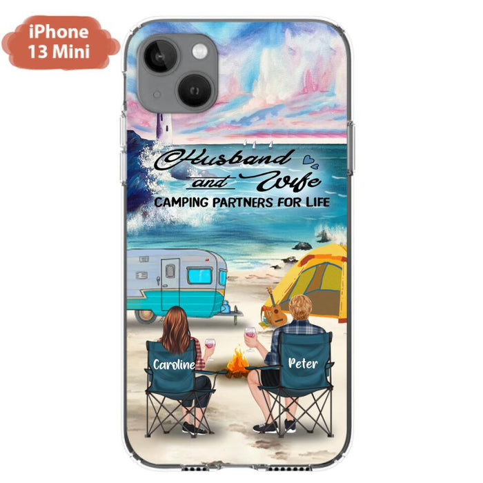 Custom Personalized Beach Camping Phone Case - Couple/ Parents With Upto 3 Kids And 3 Pets - Gift Idea For Camping Lover - Case For iPhone And Samsung