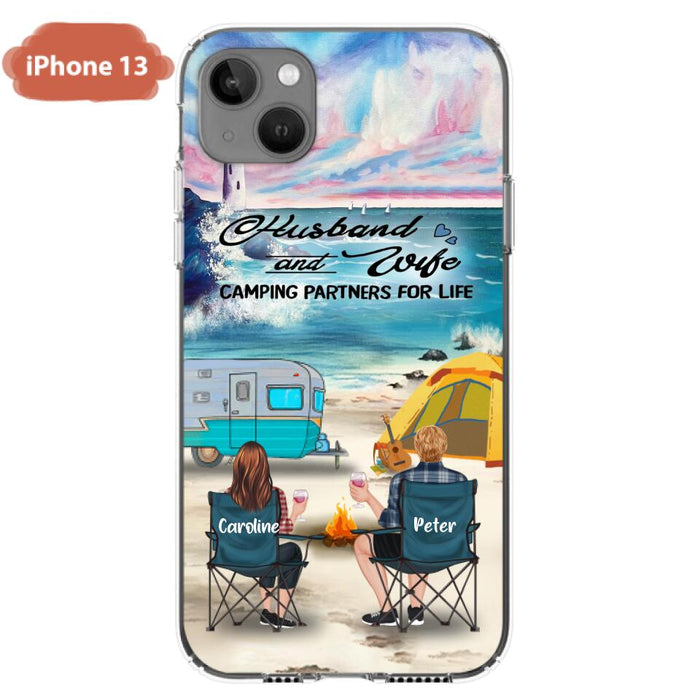 Custom Personalized Beach Camping Phone Case - Couple/ Parents With Upto 3 Kids And 3 Pets - Gift Idea For Camping Lover - Case For iPhone And Samsung