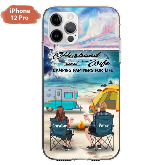 Custom Personalized Beach Camping Phone Case - Couple/ Parents With Upto 3 Kids And 3 Pets - Gift Idea For Camping Lover - Case For iPhone And Samsung