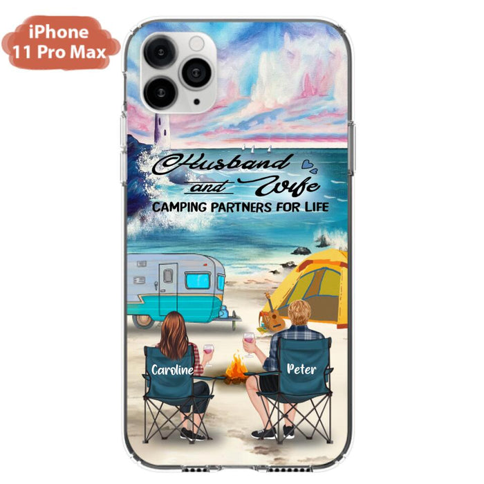 Custom Personalized Beach Camping Phone Case - Couple/ Parents With Upto 3 Kids And 3 Pets - Gift Idea For Camping Lover - Case For iPhone And Samsung