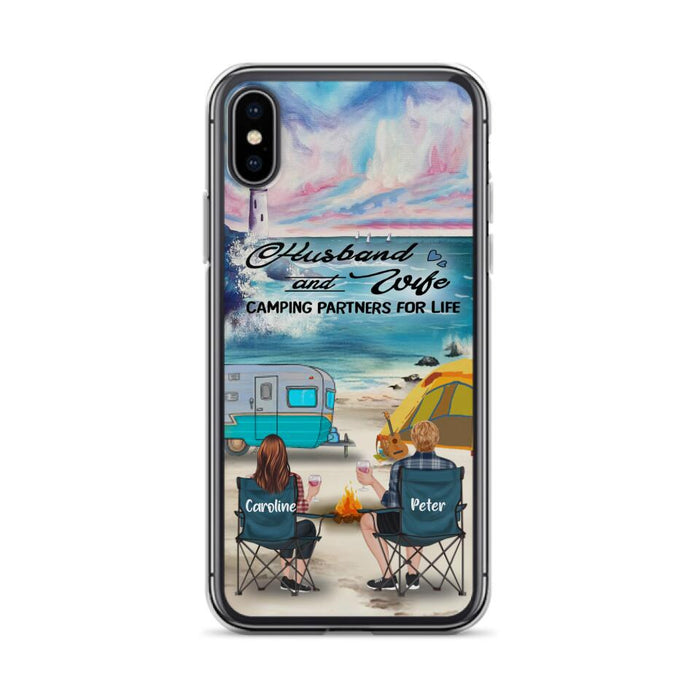 Custom Personalized Beach Camping Phone Case - Couple/ Parents With Upto 3 Kids And 3 Pets - Gift Idea For Camping Lover - Case For iPhone And Samsung