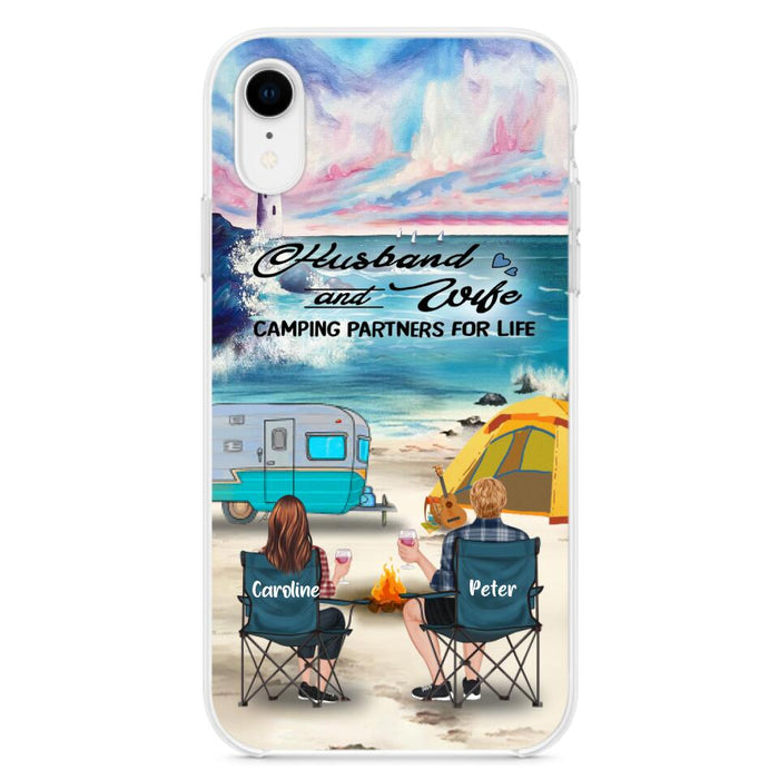 Custom Personalized Beach Camping Phone Case - Couple/ Parents With Upto 3 Kids And 3 Pets - Gift Idea For Camping Lover - Case For iPhone And Samsung