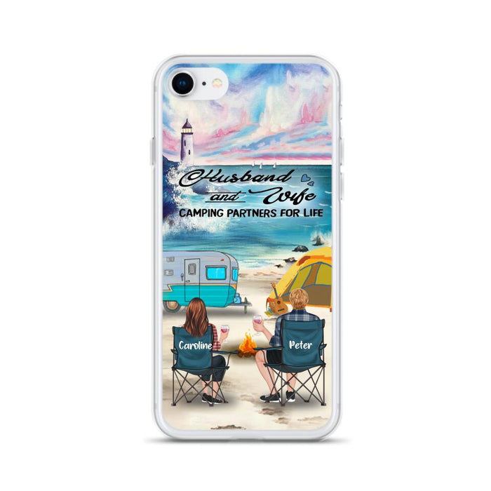 Custom Personalized Beach Camping Phone Case - Couple/ Parents With Upto 3 Kids And 3 Pets - Gift Idea For Camping Lover - Case For iPhone And Samsung