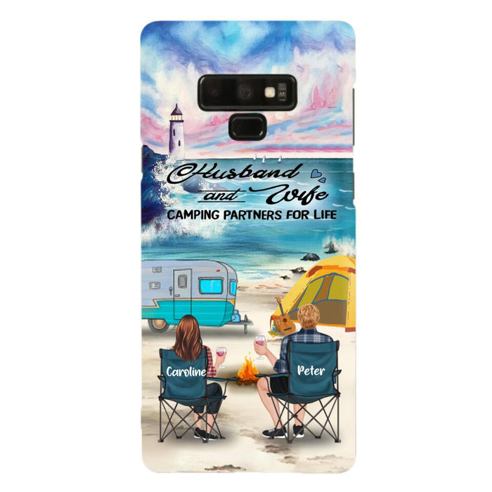 Custom Personalized Beach Camping Phone Case - Couple/ Parents With Upto 3 Kids And 3 Pets - Gift Idea For Camping Lover - Case For iPhone And Samsung