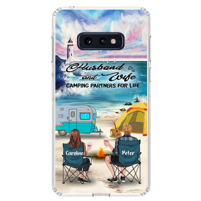 Custom Personalized Beach Camping Phone Case - Couple/ Parents With Upto 3 Kids And 3 Pets - Gift Idea For Camping Lover - Case For iPhone And Samsung