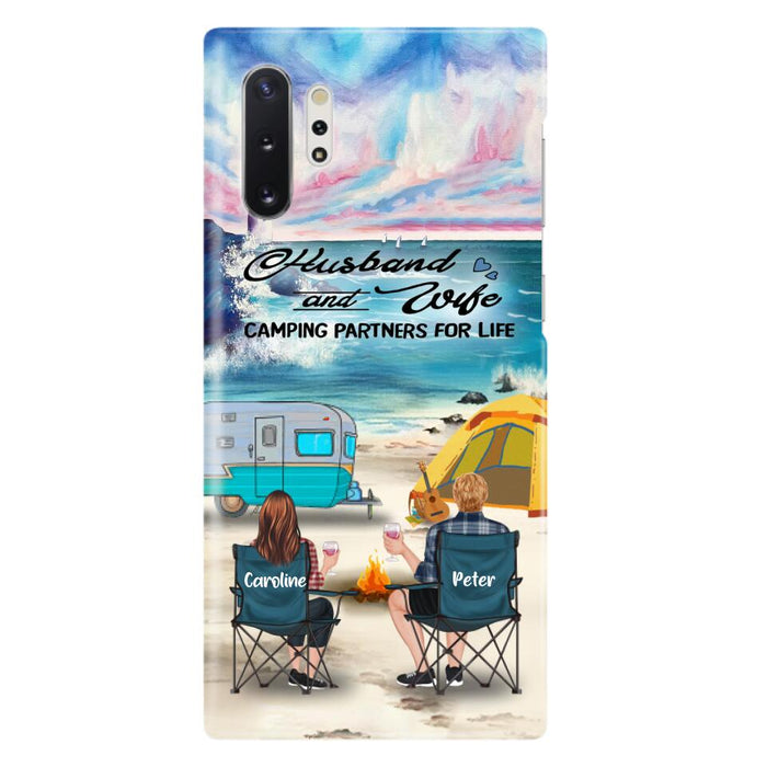 Custom Personalized Beach Camping Phone Case - Couple/ Parents With Upto 3 Kids And 3 Pets - Gift Idea For Camping Lover - Case For iPhone And Samsung