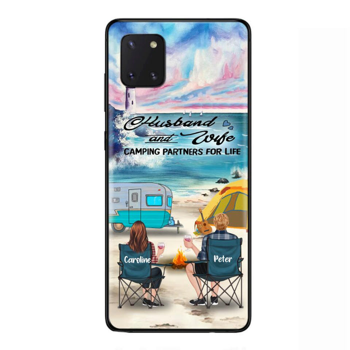 Custom Personalized Beach Camping Phone Case - Couple/ Parents With Upto 3 Kids And 3 Pets - Gift Idea For Camping Lover - Case For iPhone And Samsung