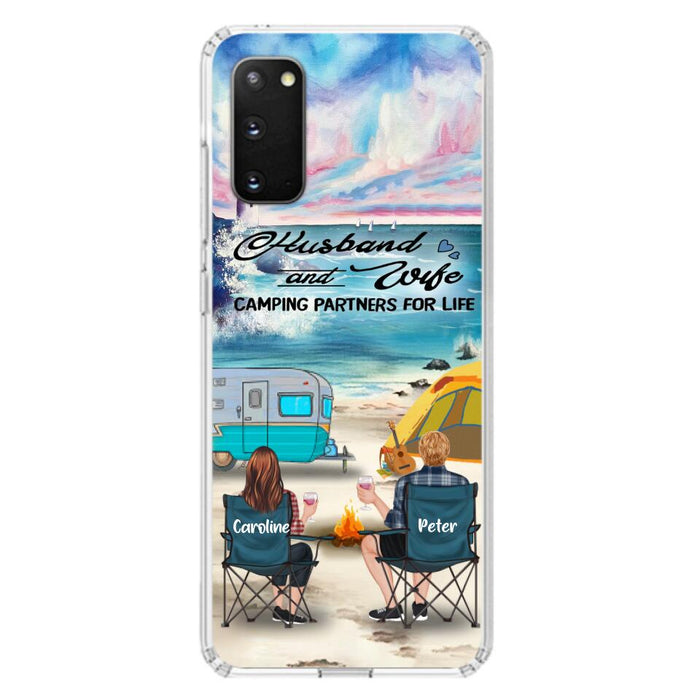 Custom Personalized Beach Camping Phone Case - Couple/ Parents With Upto 3 Kids And 3 Pets - Gift Idea For Camping Lover - Case For iPhone And Samsung