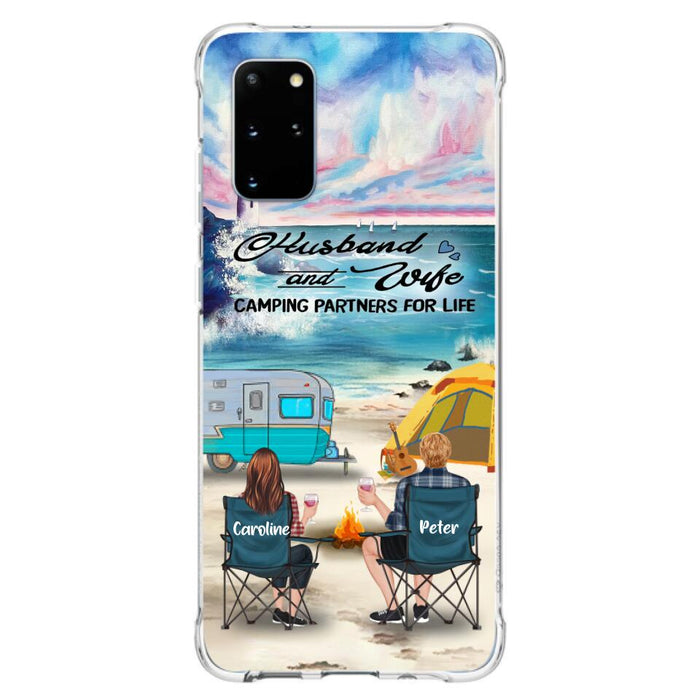 Custom Personalized Beach Camping Phone Case - Couple/ Parents With Upto 3 Kids And 3 Pets - Gift Idea For Camping Lover - Case For iPhone And Samsung