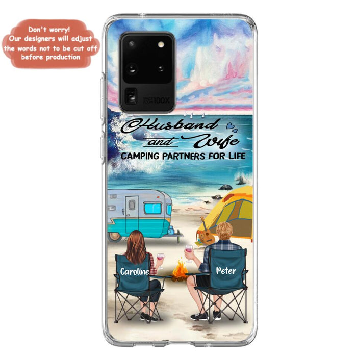 Custom Personalized Beach Camping Phone Case - Couple/ Parents With Upto 3 Kids And 3 Pets - Gift Idea For Camping Lover - Case For iPhone And Samsung