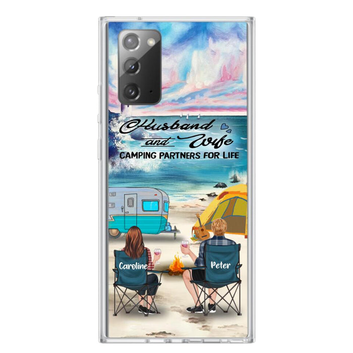 Custom Personalized Beach Camping Phone Case - Couple/ Parents With Upto 3 Kids And 3 Pets - Gift Idea For Camping Lover - Case For iPhone And Samsung