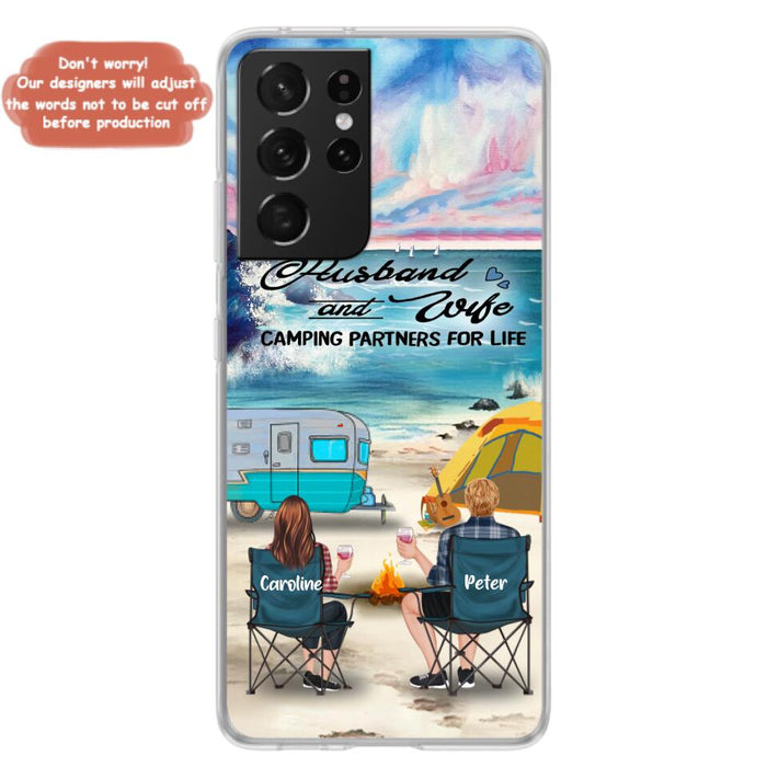 Custom Personalized Beach Camping Phone Case - Couple/ Parents With Upto 3 Kids And 3 Pets - Gift Idea For Camping Lover - Case For iPhone And Samsung