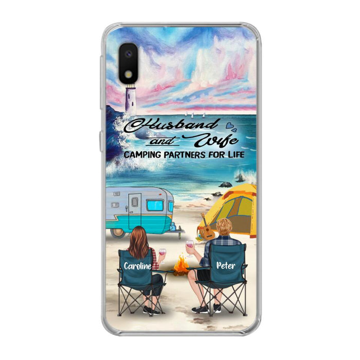 Custom Personalized Beach Camping Phone Case - Couple/ Parents With Upto 3 Kids And 3 Pets - Gift Idea For Camping Lover - Case For iPhone And Samsung