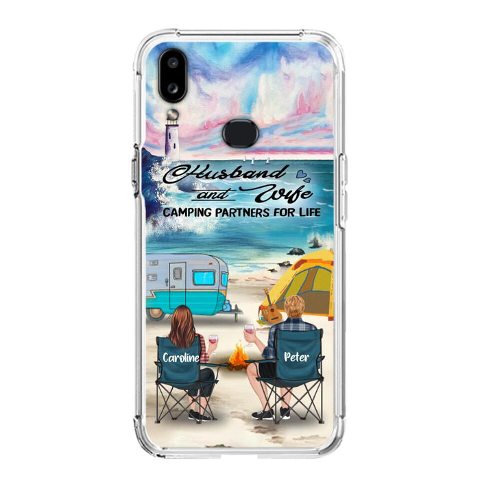 Custom Personalized Beach Camping Phone Case - Couple/ Parents With Upto 3 Kids And 3 Pets - Gift Idea For Camping Lover - Case For iPhone And Samsung