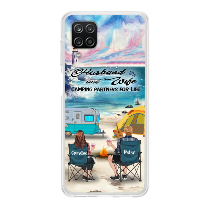 Custom Personalized Beach Camping Phone Case - Couple/ Parents With Upto 3 Kids And 3 Pets - Gift Idea For Camping Lover - Case For iPhone And Samsung