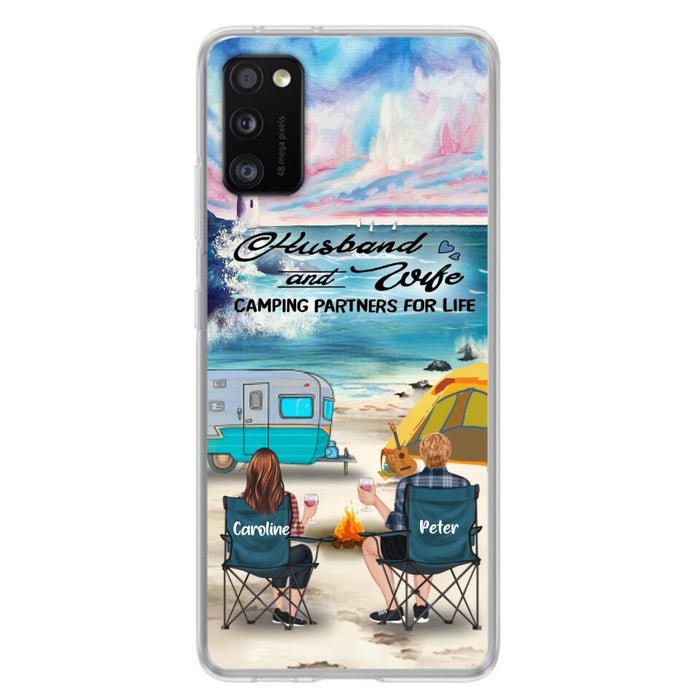 Custom Personalized Beach Camping Phone Case - Couple/ Parents With Upto 3 Kids And 3 Pets - Gift Idea For Camping Lover - Case For iPhone And Samsung