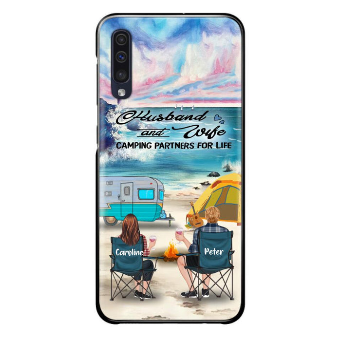 Custom Personalized Beach Camping Phone Case - Couple/ Parents With Upto 3 Kids And 3 Pets - Gift Idea For Camping Lover - Case For iPhone And Samsung