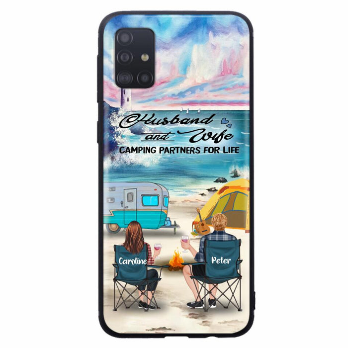 Custom Personalized Beach Camping Phone Case - Couple/ Parents With Upto 3 Kids And 3 Pets - Gift Idea For Camping Lover - Case For iPhone And Samsung