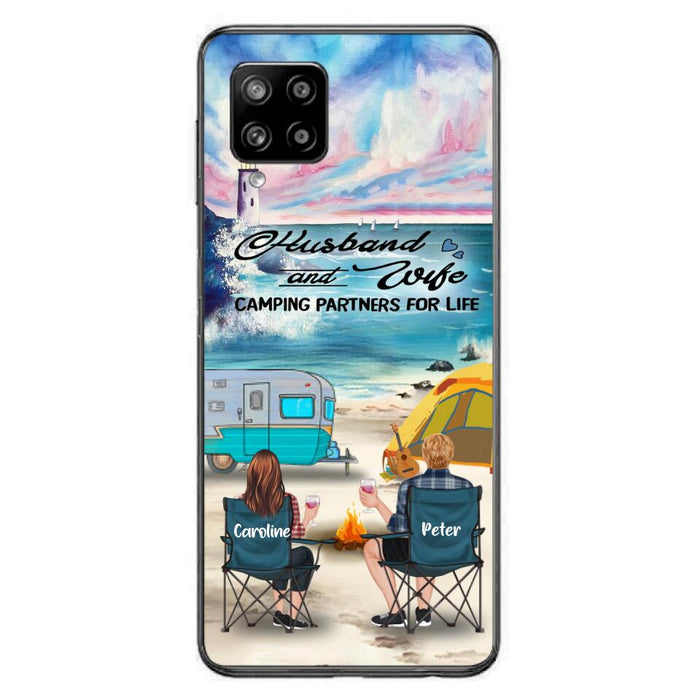 Custom Personalized Beach Camping Phone Case - Couple/ Parents With Upto 3 Kids And 3 Pets - Gift Idea For Camping Lover - Case For iPhone And Samsung