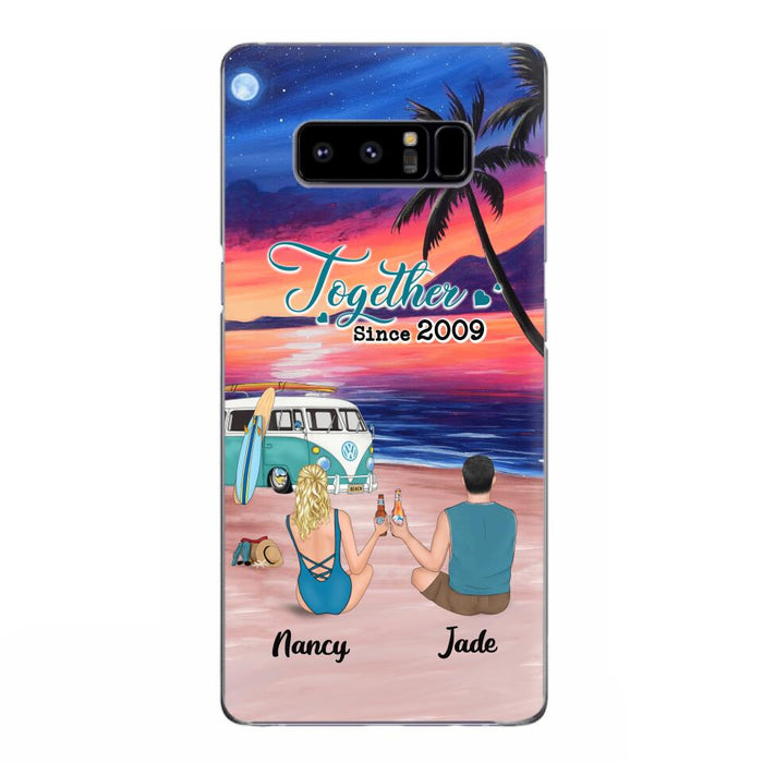 Personalized Beach Camping Phone Case - Gifts For Camping/Dog/Cat Lover With Up to 3 Kids And 3 Pets - This Is Our Happy Place - Case For iPhone And Samsung