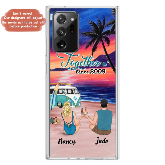 Personalized Beach Camping Phone Case - Gifts For Camping/Dog/Cat Lover With Up to 3 Kids And 3 Pets - This Is Our Happy Place - Case For iPhone And Samsung