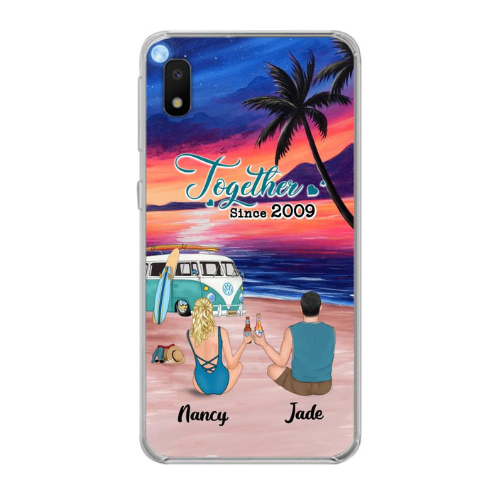 Personalized Beach Camping Phone Case - Gifts For Camping/Dog/Cat Lover With Up to 3 Kids And 3 Pets - This Is Our Happy Place - Case For iPhone And Samsung