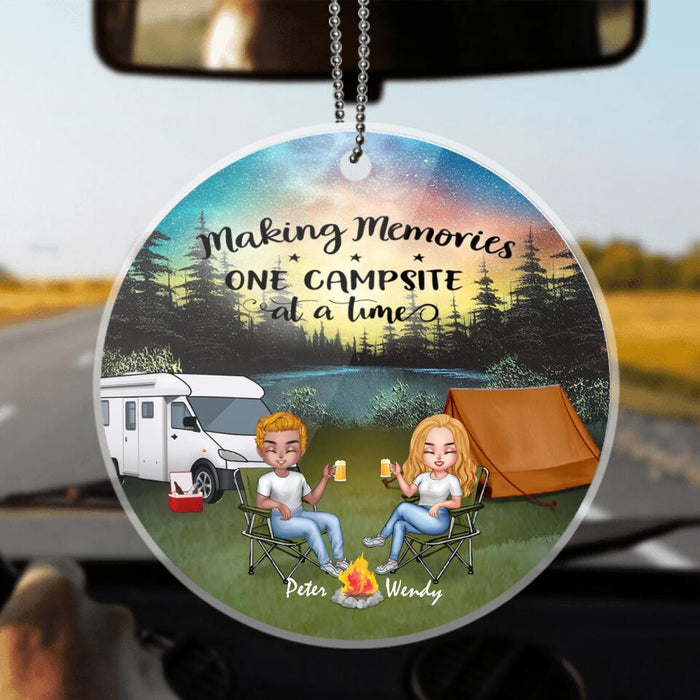 Custom Personalized Camping Night Chibi Ornament - Couple With Upto 3 Dogs - Gift Idea For Camping lover - Making Memories One Campsite At A Time